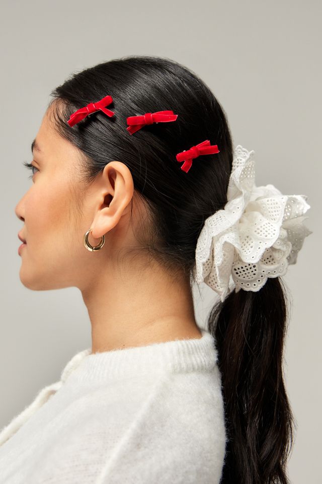 Mini Velvet Bow Clips 6-Pack #1