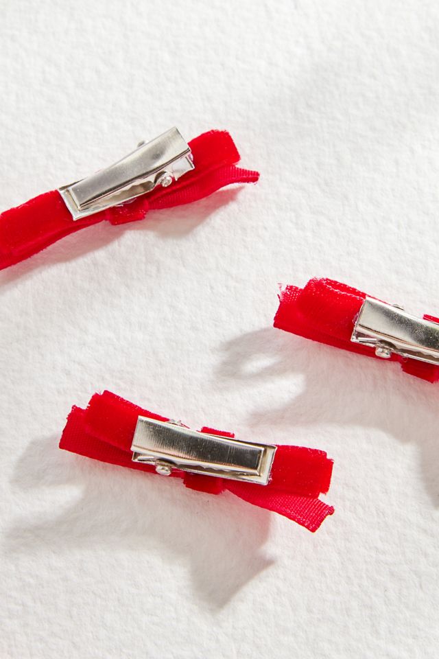 Mini Velvet Bow Clips 6-Pack #3