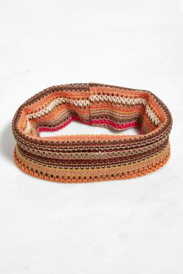 Woven Stripe Stretch Headband - Brown ALL at Urban Outfitters