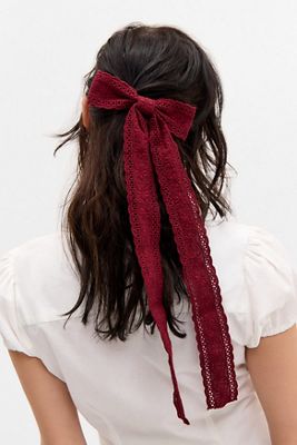 UO Long Lace Bow Barette Hair Clip