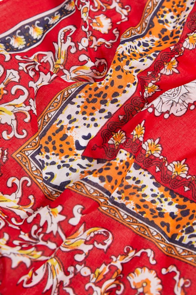 Bandana imprimé traditionnel rouge #1