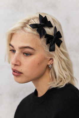 Nina Satin Bow Hair Clips 2-Pack Urban Outfitters