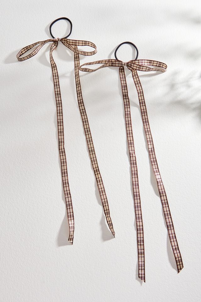 Check Bow Hair Ties 2-Pack #1