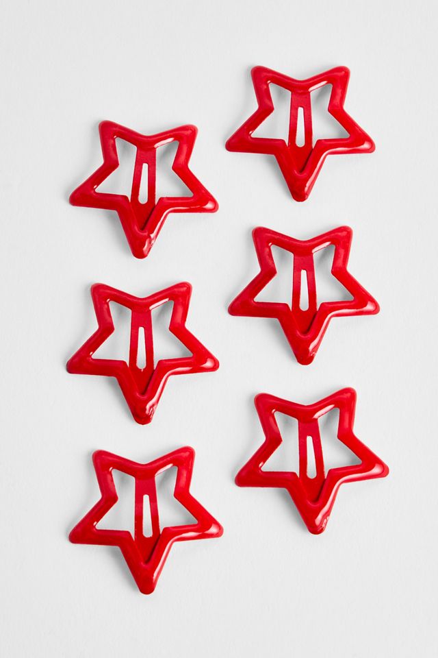 Red Star Snap Hair Clips 6-Pack #1