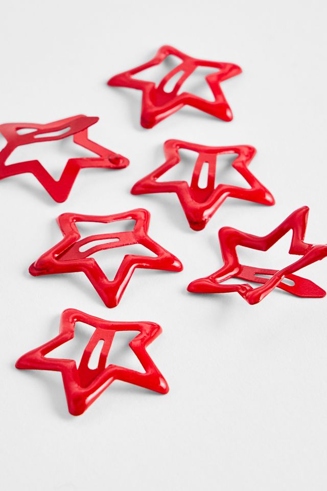 Red Star Snap Hair Clips 6-Pack #2
