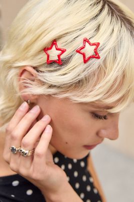 Red Star Snap Hair Clips 6-Pack