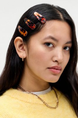 Tortoiseshell Snap Hair Clips 6-Pack