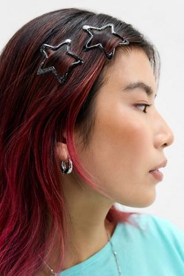 UO Schwarze Glitzer-Stern-Schnapp-XL-Clips 2er-Pack