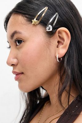 UO Heart & Star Snap Hair Clips 6-Pack