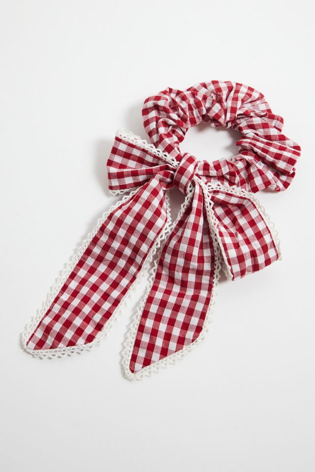 Damson Madder Check Bow Scrunchie #1