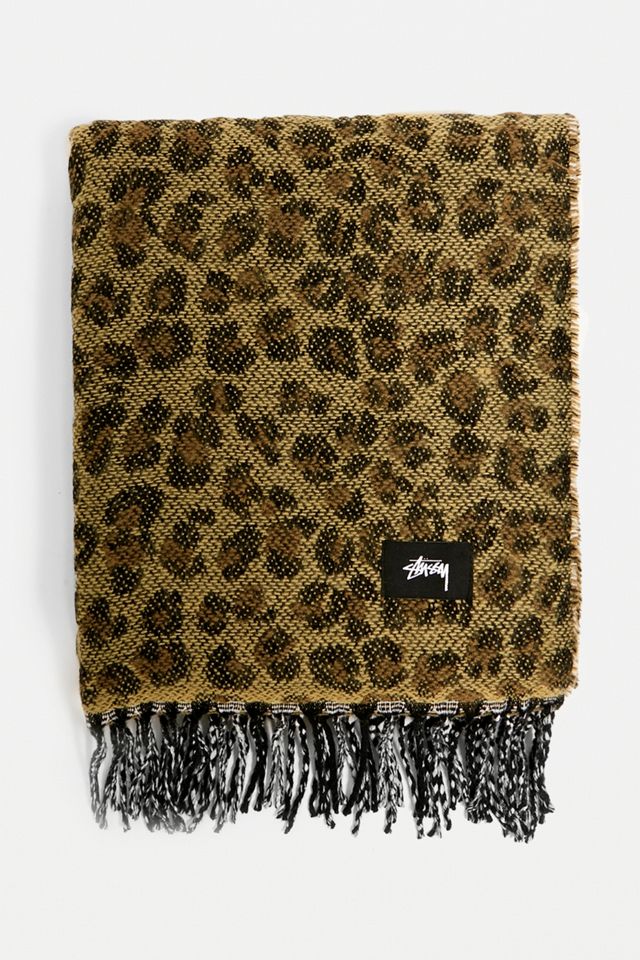 Stussy – Doppelseitiger Schal mit Leoprint #1
