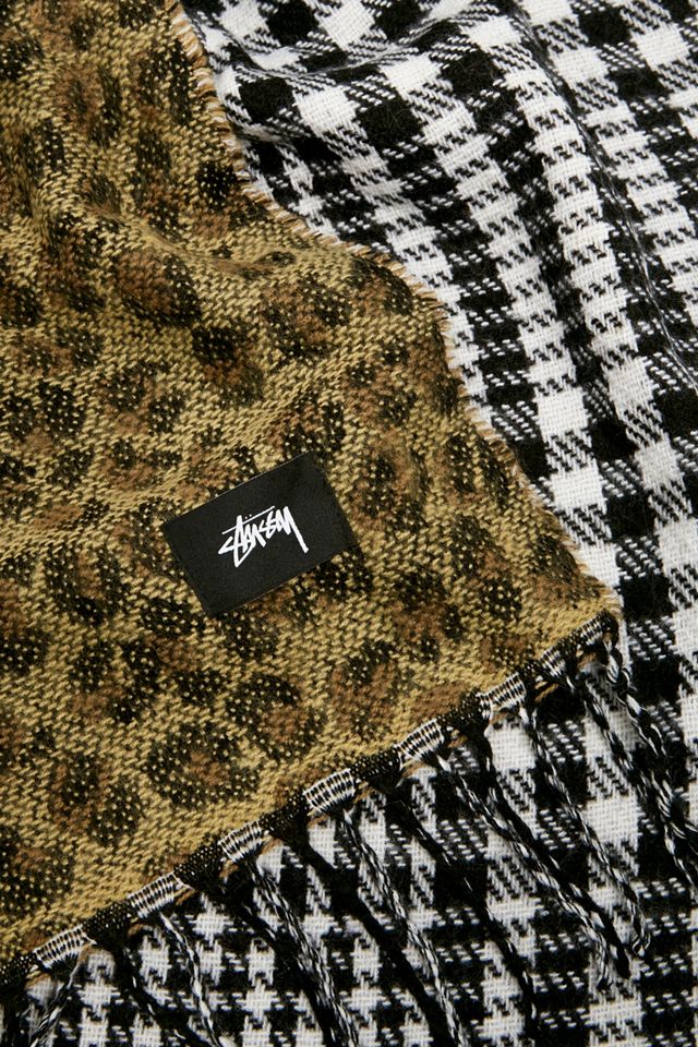 Stussy Double Faced Leopard Print Scarf | Urban Outfitters UK