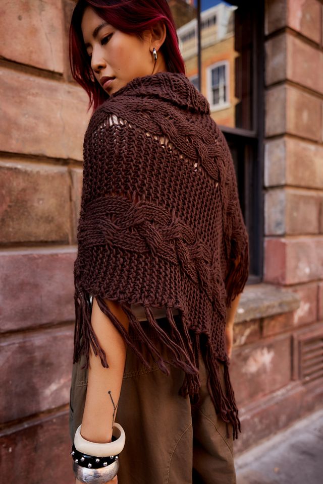 Poncho a Collo Alto in Maglia a Trecce UO #4