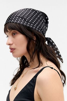 UO Seidiges Verformtes Polka Dot Kopftuch