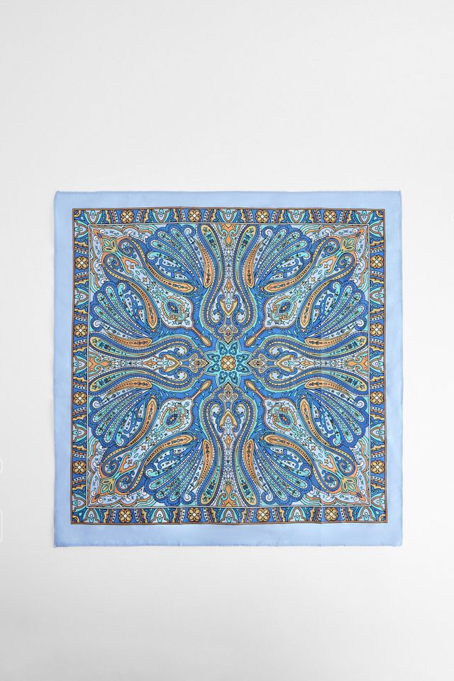 UO Blue Ornate Cotton Headscarf #3