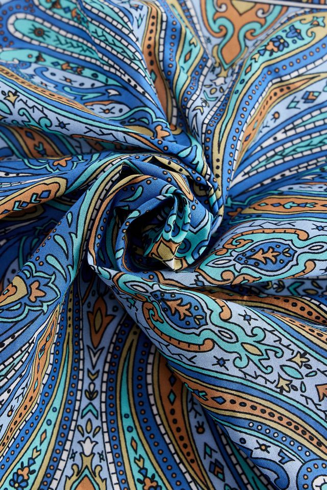 UO Blue Ornate Cotton Headscarf #4