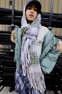 UO Plaid Blanket Scarf - Lilac at Urban Outfitters