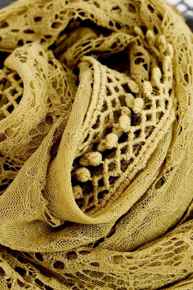 Écharpe mince à pompons en dentelle UO #2