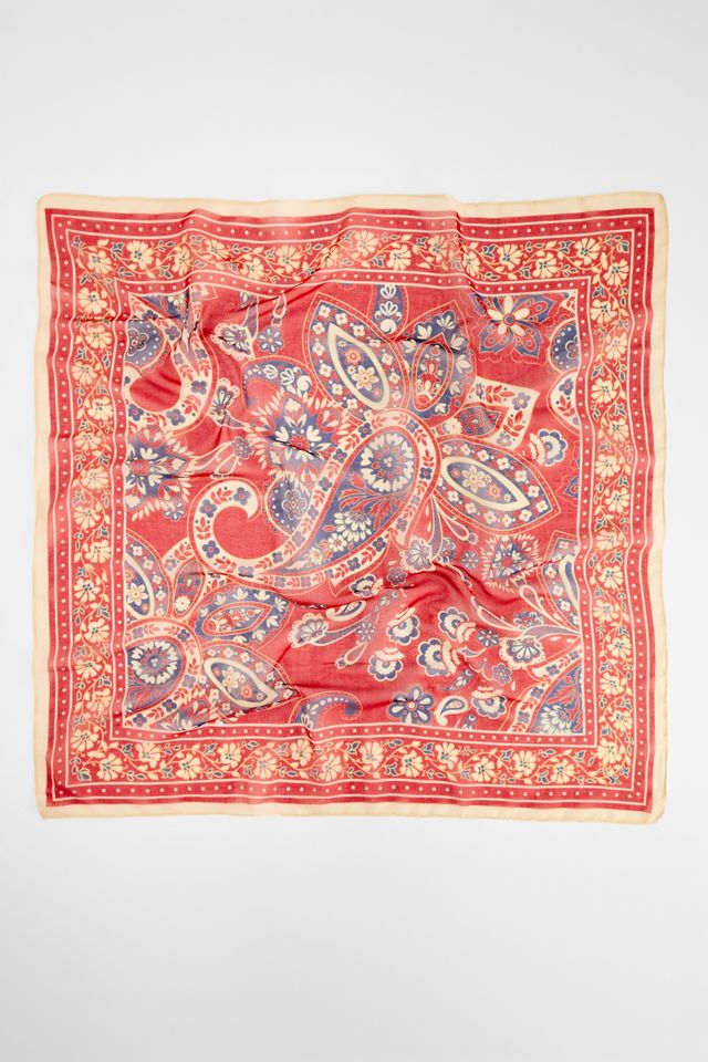 Foulard en voile à motif cachemire rouge UO #2
