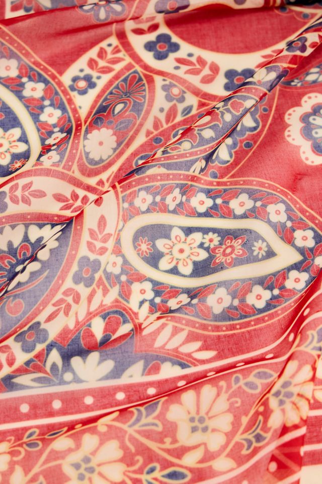 Foulard en voile à motif cachemire rouge UO #4