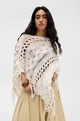 UO Cable Knit Asymmetric Poncho