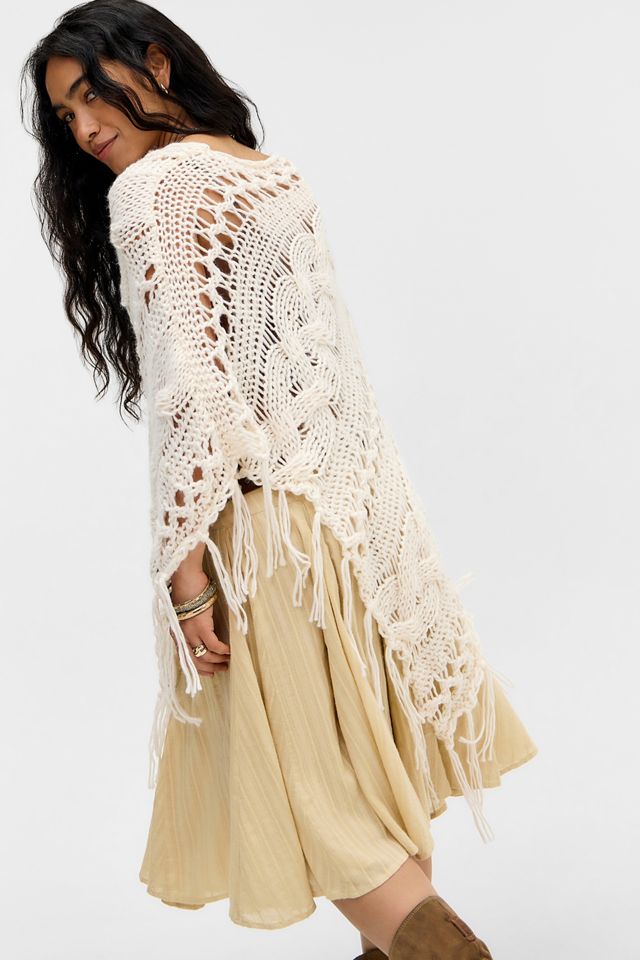 UO Cable Knit Asymmetric Poncho #3