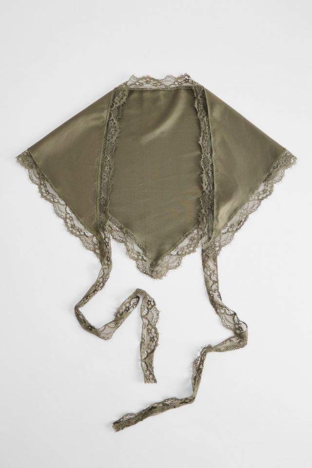 UO Triangle Lace Trim Satin Scarf #1