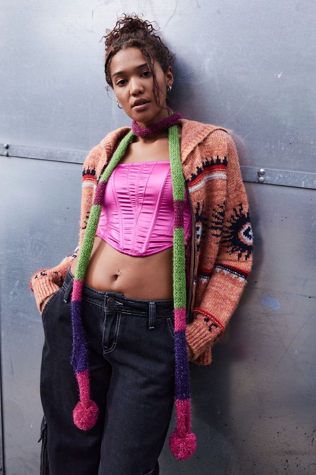 UO Glitter PomPom Scarf Urban Outfitters UK