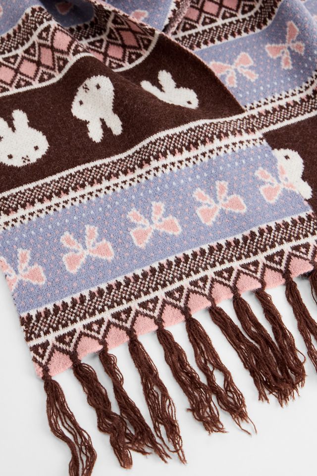 Daisy Street Miffy Intarsia Knit Scarf #1
