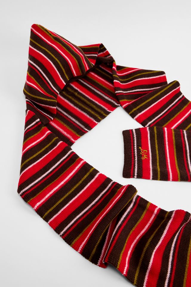 Damson Madder Choc Multi Stripe Hooded Scarf