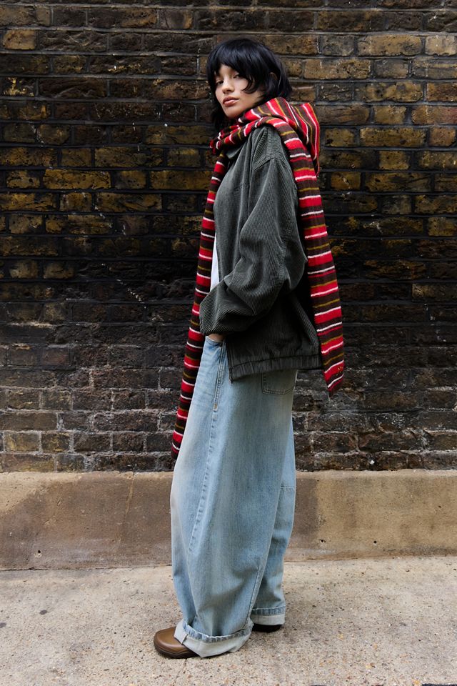 Damson Madder Bufanda con Capucha de Rayas Múltiples Chocolate #1