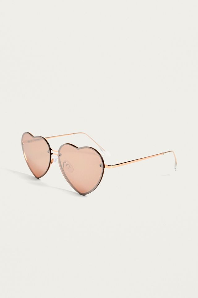 Rimless Mirrored Heart Sunglasses #1
