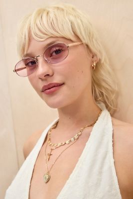 UO Gwyn Metal Oval Sunglasses