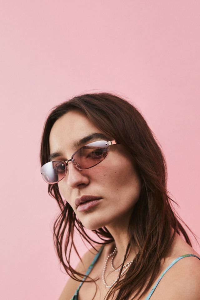 Uo Rimless Oval Sunglasses Urban Outfitters Uk 9075