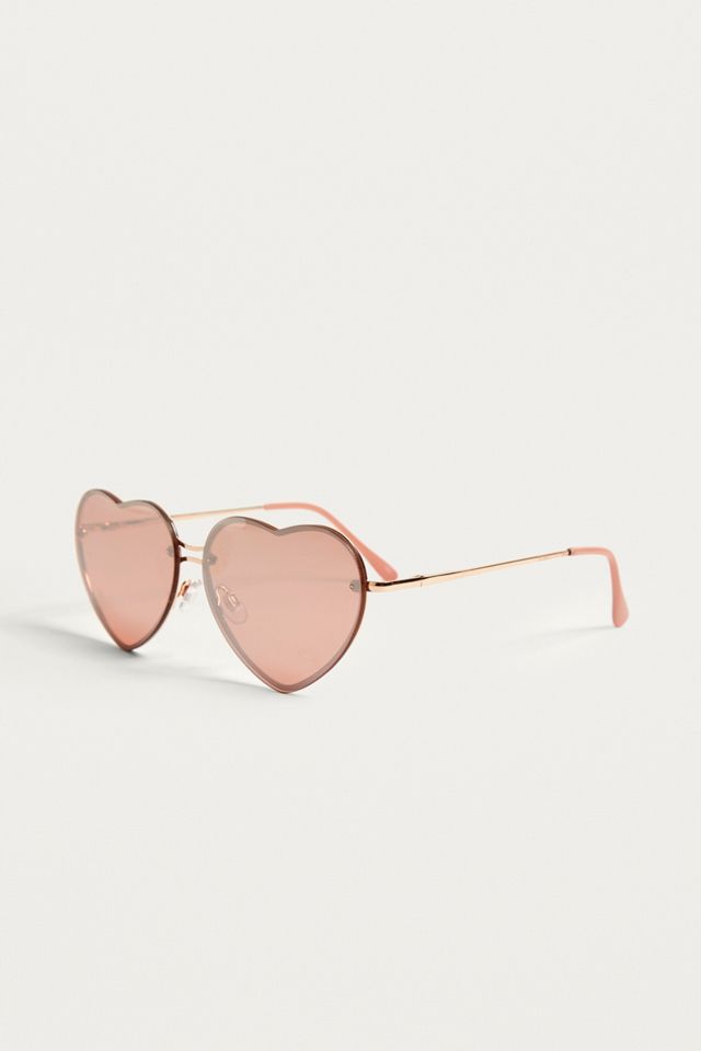 Mirrored Lens Heart Sunglasses #1