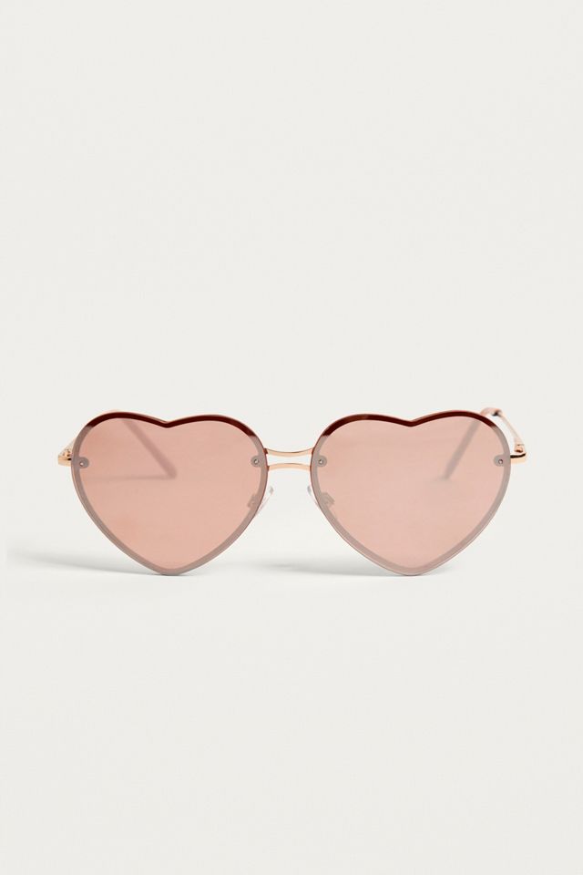 Mirrored Lens Heart Sunglasses #2