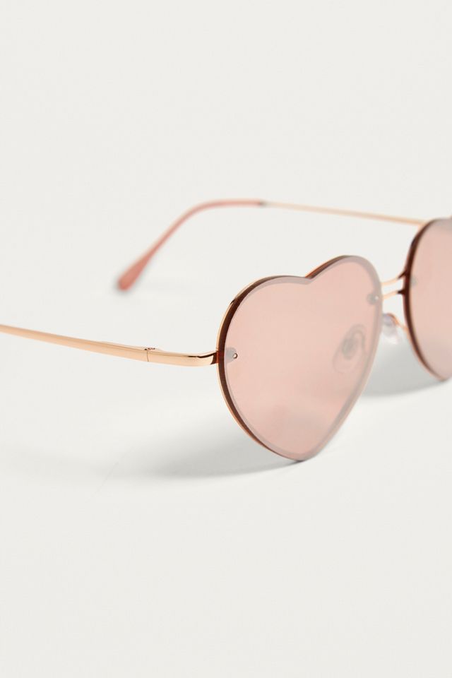 Mirrored Lens Heart Sunglasses #3