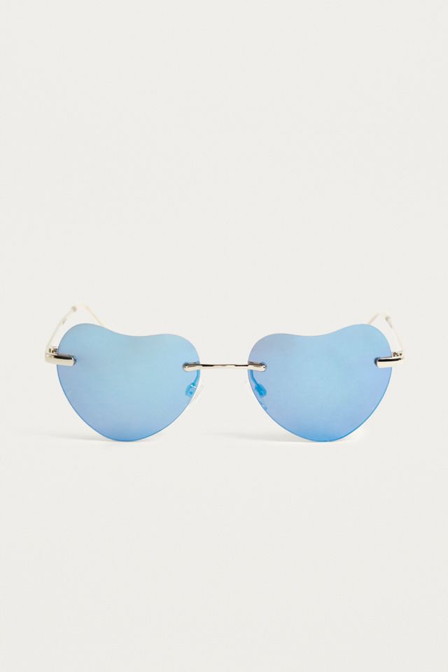 Mini Mirrored Lens Heart Sunglasses #3