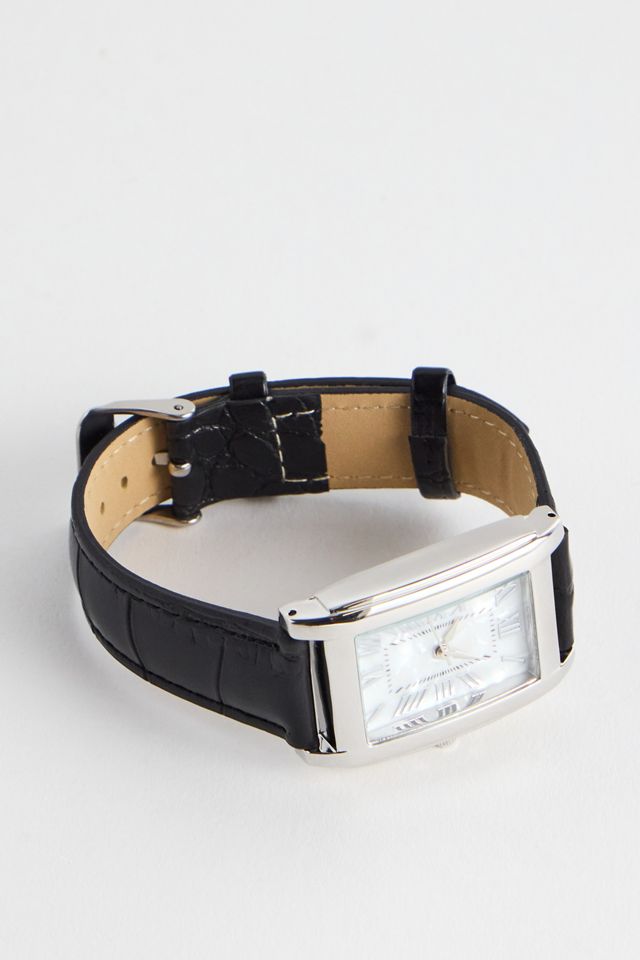 Black Leather Rectangle Watch | Urban Outfitters UK