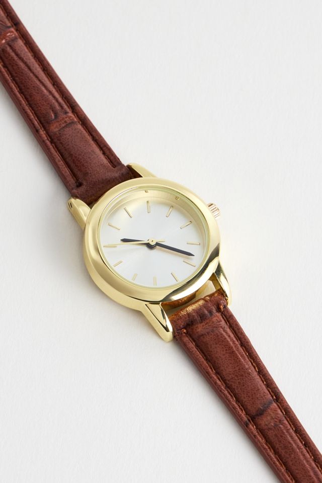 Brown Leather Circle Watch | Urban Outfitters UK