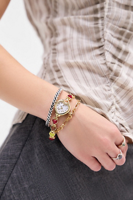 Silence + Noise Jewel Tone Heart Watch - Gold at Urban Outfitters