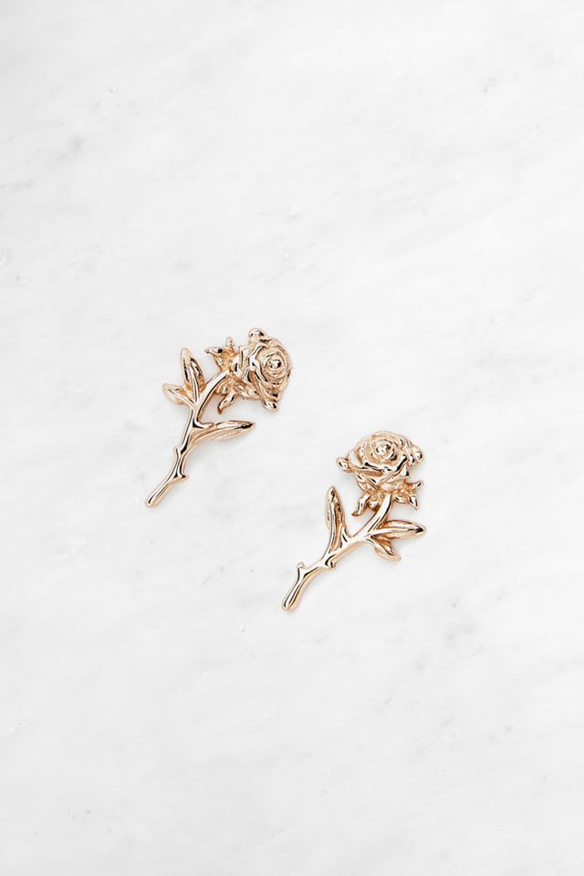 REGALROSE Amor Rose 18K Gold-Plated Stud Earrings