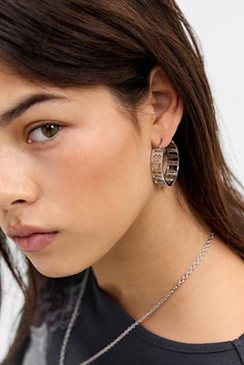 Boucles d'oreilles créoles avec logo découpé Ed Hardy
