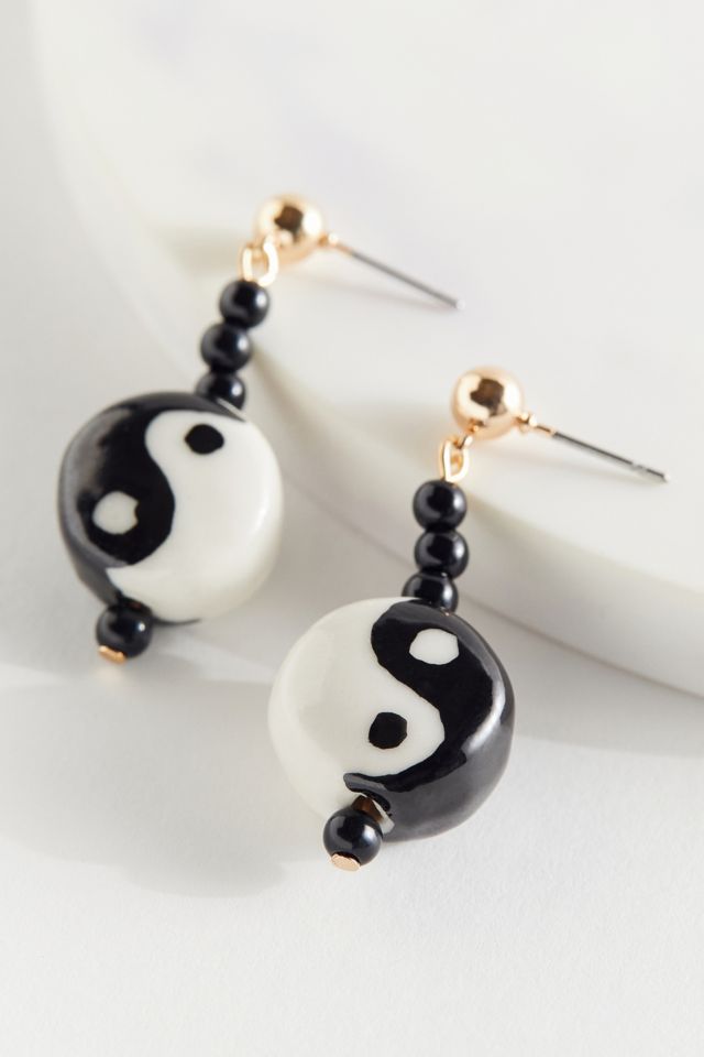 Yin & Yang Bead Drop Earrings | Urban Outfitters UK