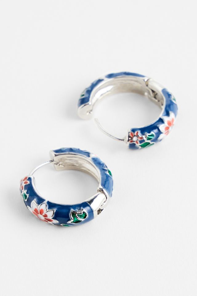 Silence + Noise Navy Enamel Hoop Earrings #1