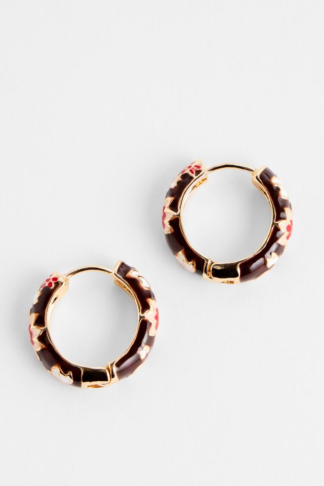 Pendientes de Aro Esmaltados Silence + Noise Burgundy #2