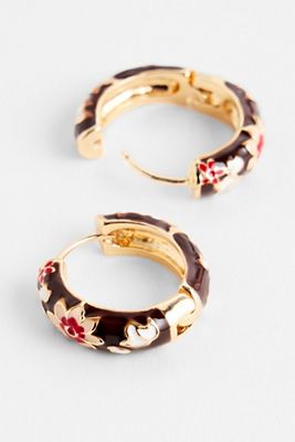 Silence + Noise Burgundy Enamel Hoop Earrings
