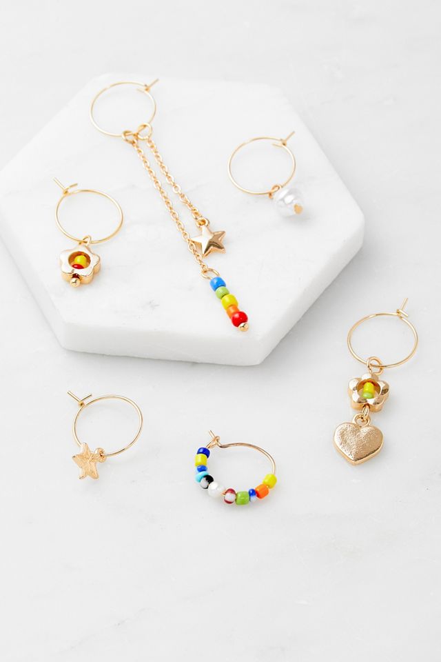 Gold-Tone Bead Hoop Earrings 3-Pack #1