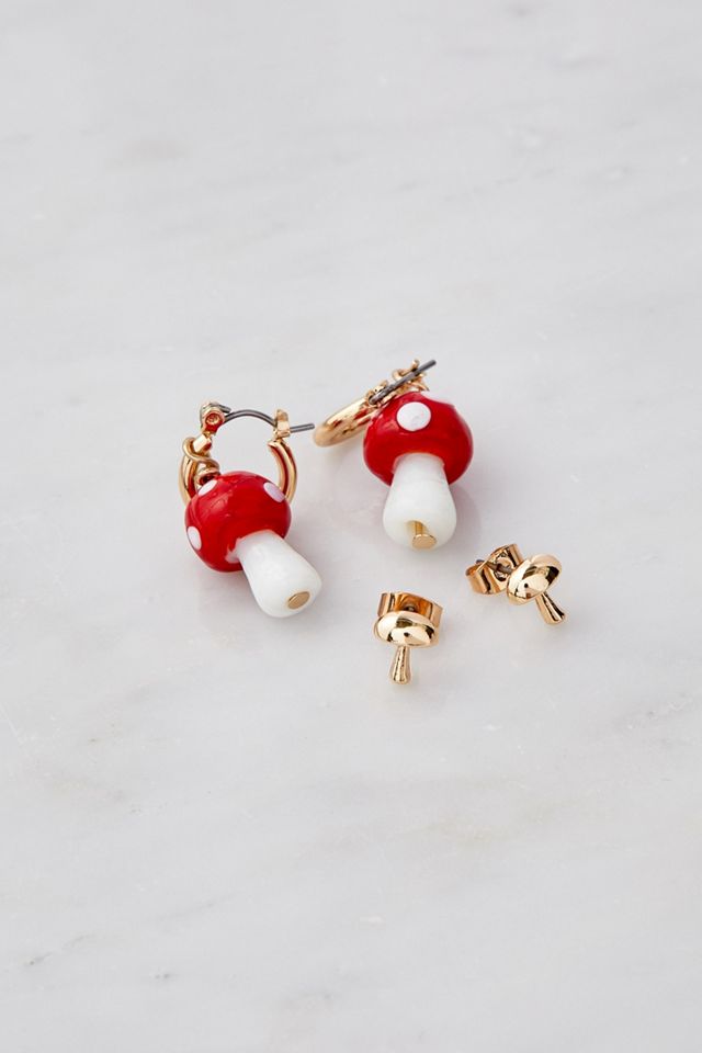 Lot de 2 paires de boucles d'oreilles champignon #1