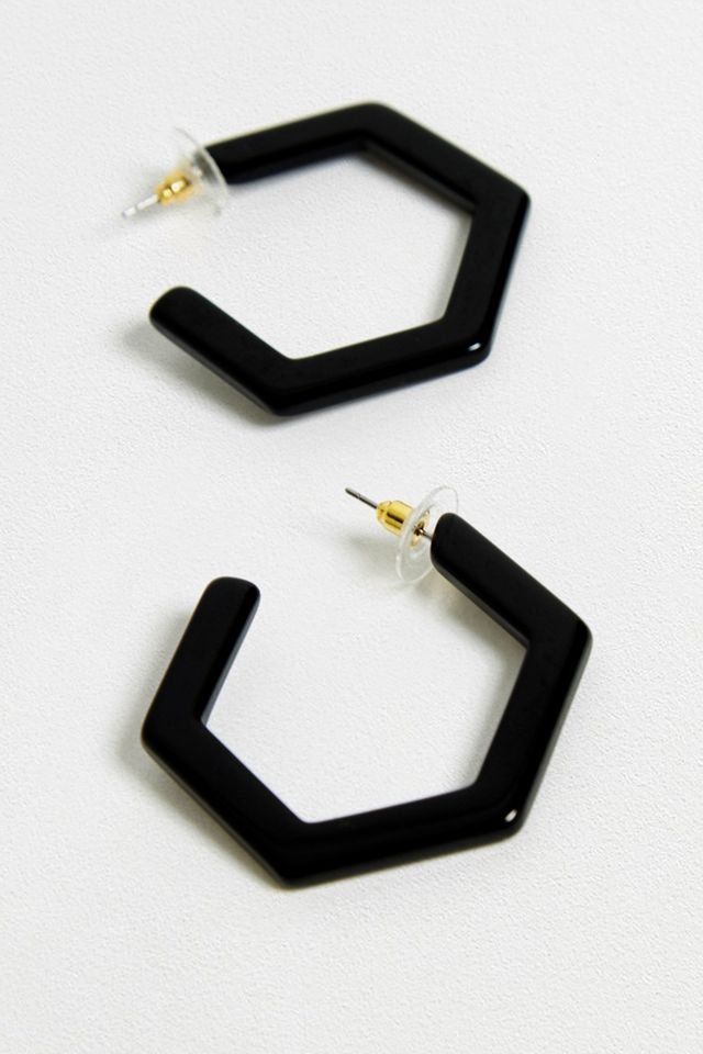 Geo Resin Black Hoop Earrings #1
